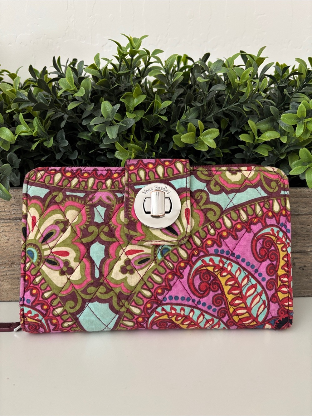 Vera Bradley Multicolor Paisley Quilted Turnlock Wallet
